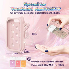 PeaKalo Touchland cat case with rose gold keychain keeps sanitizer within easy reach