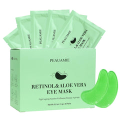 Peauamie under-eye patches retinol and aloe packaging for soothing hydration.