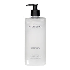 Pecksniff's Gardenia & White Peach hand wash bottle with luxurious fragrance.