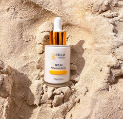 PELO Naturals SPF 50 Serum used as a makeup primer for smoother skin.