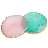 Pengxiaomei resin nail art palette in green and pink with easy mixing surface.