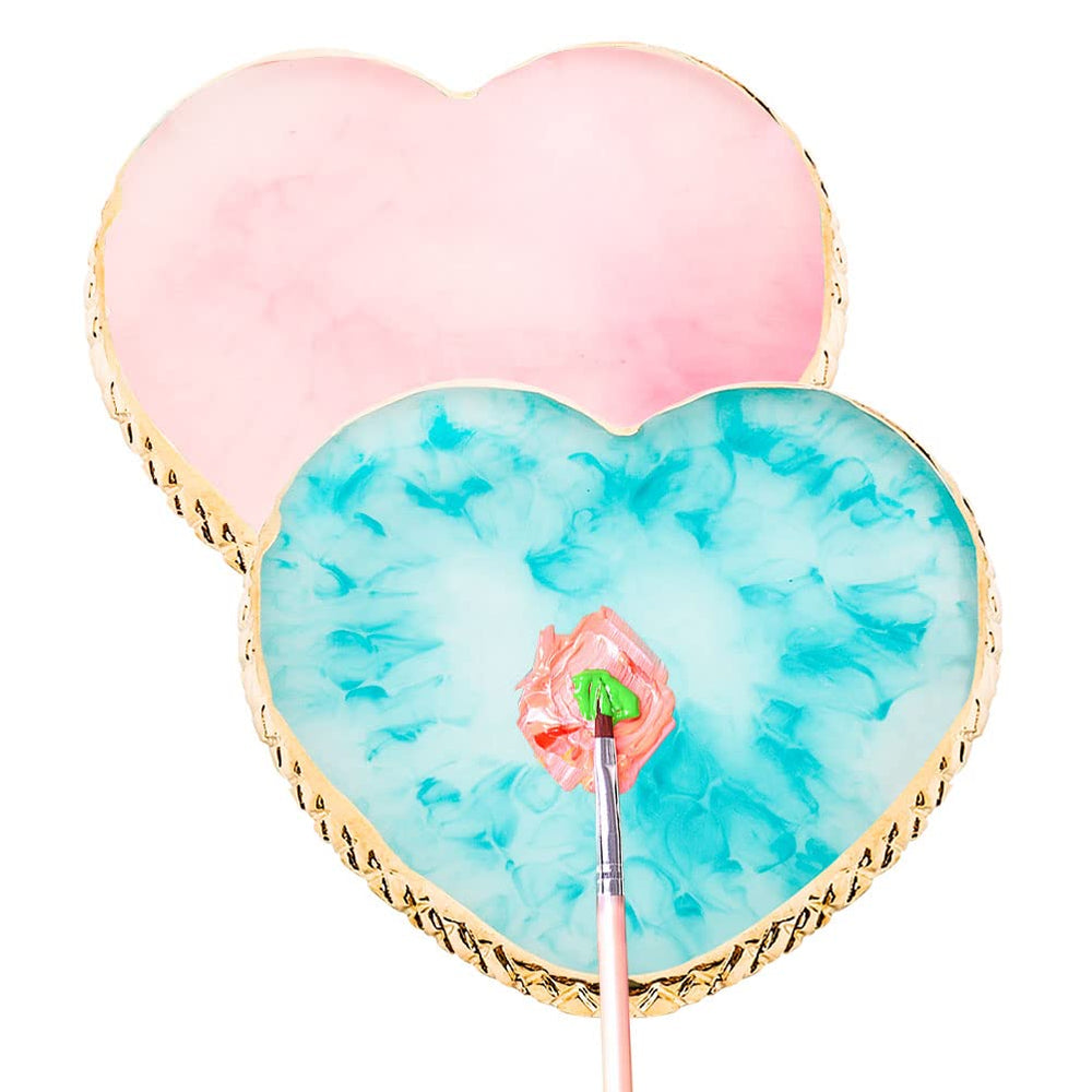 Pengxiaomei resin nail palette pink heart design with smooth color blending surface.