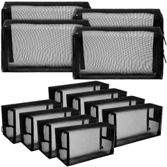 PercyEffie mesh makeup bag with black zipper keeps cosmetics organized on the go
