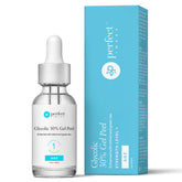 Perfect Image glycolic acid 30 peel bottle shows concentrated exfoliation for refreshed skin.