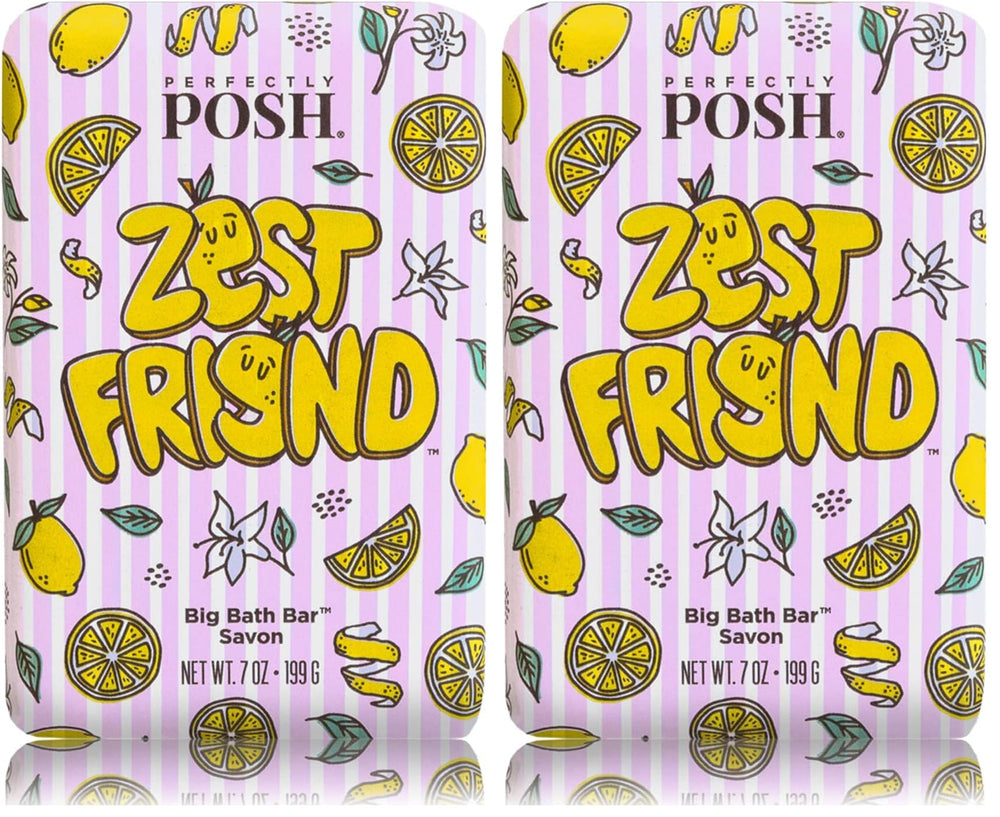 Perfectly Posh Zest Friend Big Bath Bar pack two showcases citrus freshness for invigorating baths.