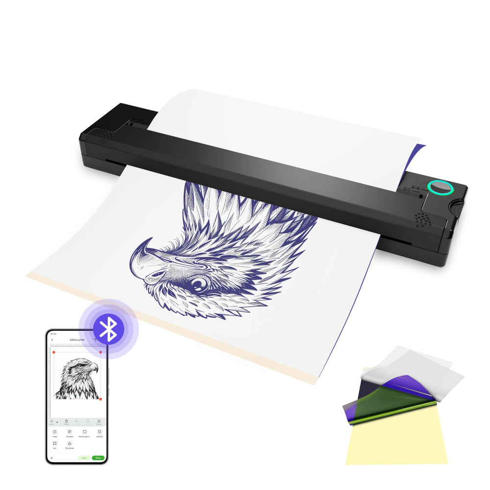 PeriPage P90 tattoo stencil printer front view for on-the-go artists.