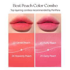 Peripera Ink Airy Velvet Lip Tint Center Peach gradient look swatch