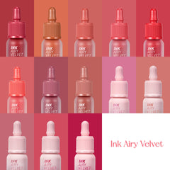 Peripera Ink Airy Velvet Lip Tint delivering soft, pillow-like color on lips.