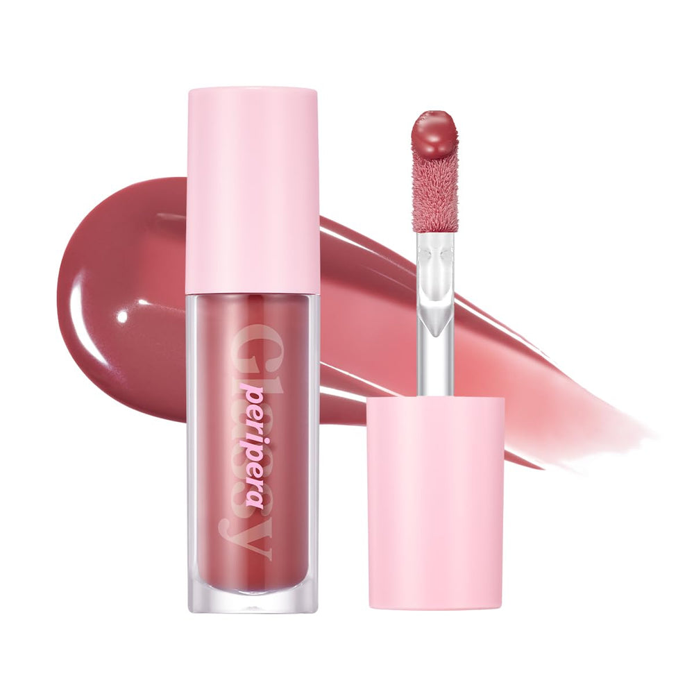 Peripera Ink Glasting Lip Gloss shows a glass-like shine on lips for fuller-looking lips.