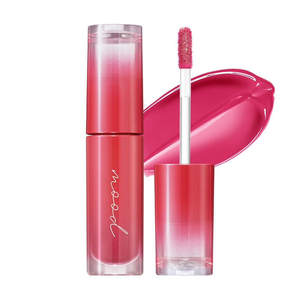 Peripera Ink Mood Glowy Tint bottle shows a luminous lip color and hydrating finish.