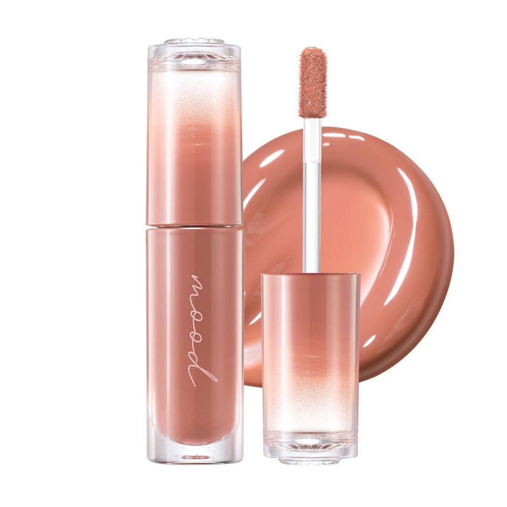 Peripera Ink Mood Glowy Tint packaging closeup showing sleek design and shade 018 Nude Area