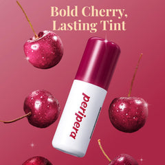 Peripera Ink Peel Off Lip Stain on lips demonstrates transfer-proof wear