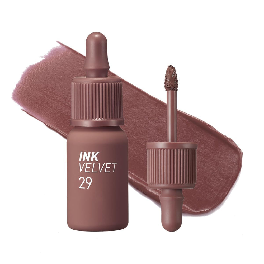 Peripera Ink Velvet Lip Tint Cocoa Nude swatch with rich color and weightless comfort