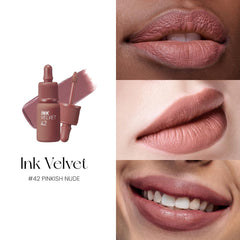 Peripera Ink the Velvet Lip Tint gradient application shows buildable coverage.
