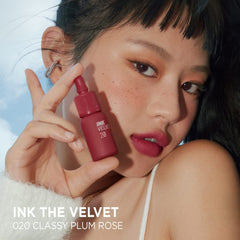 Texture close-up of Peripera Velvet Lip Tint mousse finish for smooth lips