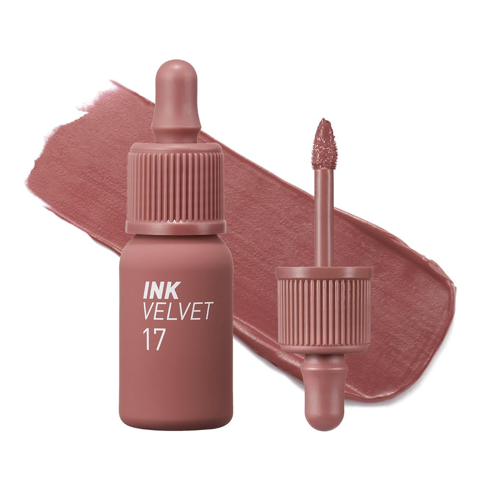 Peripera Ink the Velvet Lip Tint Rosy Nude bottle shows rich pigment and lasting wear.