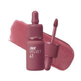 Peripera Ink the Velvet Lip Tint delivers a soft velvet finish with vivid pigment.