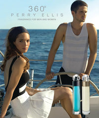 Perry Ellis 360° Coral travel spray close-up with peachy and jasmine balance.