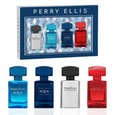 Perry Ellis Aqua bottle pour detail showing fresh, versatile everyday scent.