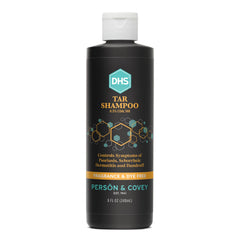 Person & Covey DHS Tar Shampoo bottle pour for scalp care.