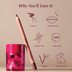 Creamy texture image shows smooth glide for effortless definition by PERSONA Lip Liner Pencil.