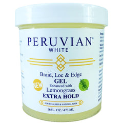 Peruvian White Braid Gel bottle with Apple Cider Vinegar for strong hold and frizz control