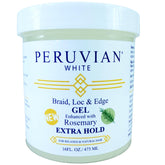 Peruvian White Braid, Loc & Edge Gel with rosemary 16oz bottle ready for edge smoothing.