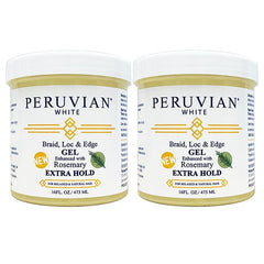 Peruvian White Braid-Loc-Edge Gel bottle with rosemary for strong, defined hairstyles
