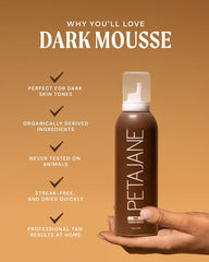 PETAJANE Dark Tanning Mousse dark guide color helps track coverage during application