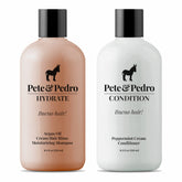 Pete & Pedro Hydrate shampoo bottle showing argan oil for deep hydration.