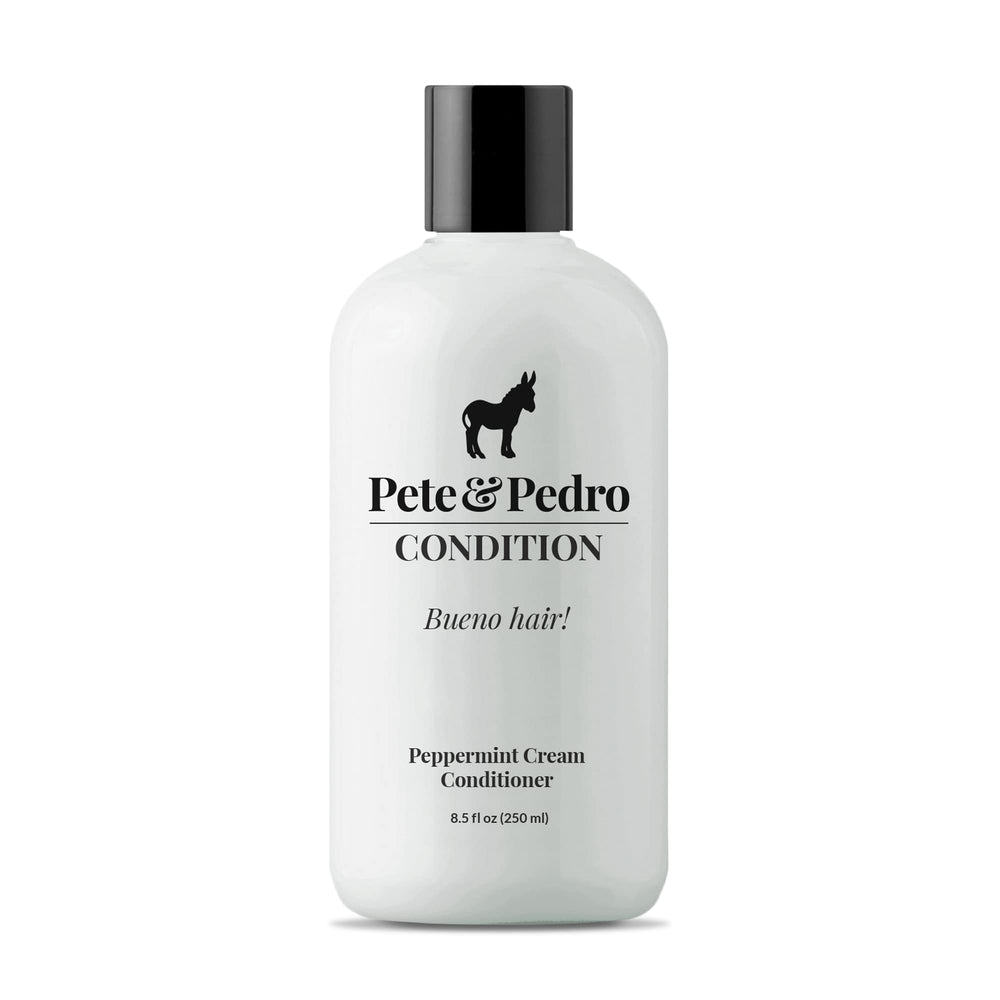 Pete & Pedro Peppermint Conditioner showcases creamy texture for deep hydration.