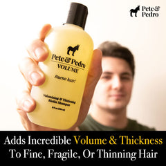 Pete & Pedro Volume Shampoo foam lather showing gentle cleansing and lift