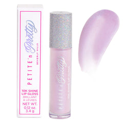 Petite N Pretty 10K Shine Lip Gloss Shell Shocked bottle closeup shows high-gloss shine.