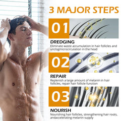 Pewatul Gray Hair Reverse Bar natural ingredients panel features ginseng and black sesame for nourishment.