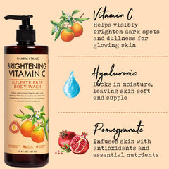 PHARM TO TABLE Brightening Vitamin C Body Wash citrus and berry scent for refreshment.