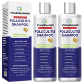 PHARMBANNER anti-fungal shampoo bottle front for dry, itchy scalp relief.
