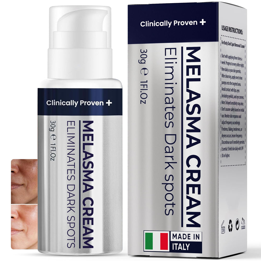 Pharmlitalia Melasma Cream on face for smoother, more even skin tone.