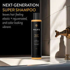 Creamy lather in hand ready to cleanse and smooth frizz