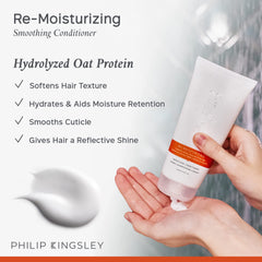 Philip Kingsley Re-Moisturizing Conditioner on damp curls adds glossy shine.
