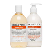 Phillip Adam Orange Vanilla Shampoo bottle showing gentle cleansing for all hair types.