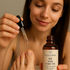 Philomel Care Nail Oil dropper facilitates precise, targeted application