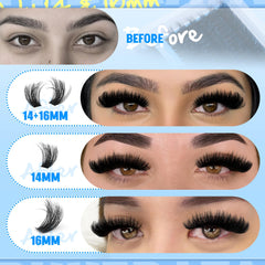 PHKERATA 14-16mm lash clusters dramatic volume option