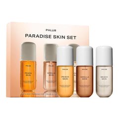 PHLUR Paradise Skin Set packaging showcases a gift-ready, travel-friendly trio.