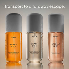 PHLUR Peach Skin travel-size mist for a fruity, airy fragrance.