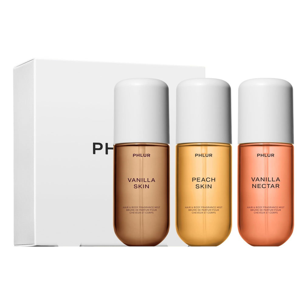 PHLUR Vanilla Peach Trio box display, ideal for gifting
