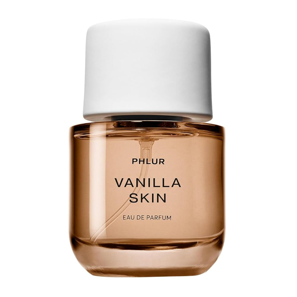 PHLUR Vanilla Skin bottle close-up highlighting creamy vanilla for everyday wear.