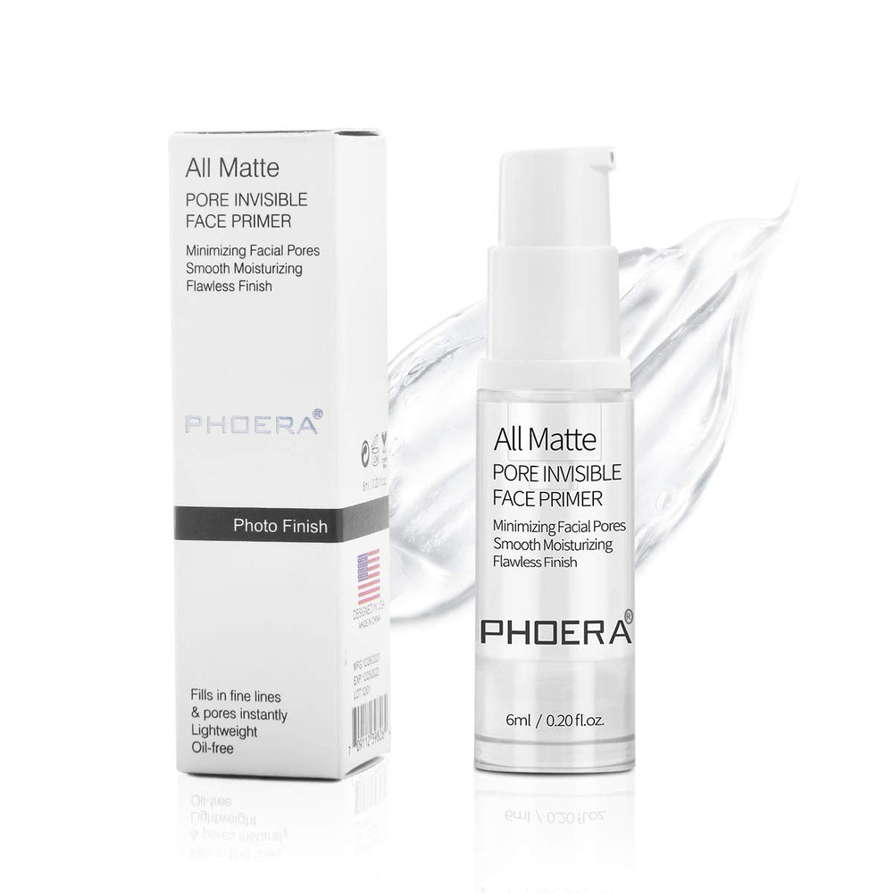 Phoera Primer bottle during application for a smooth, ready base.