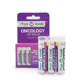 PhysAssist Oncology Lip Balm 3-pack packshot showing hydrating formula for dry lips.