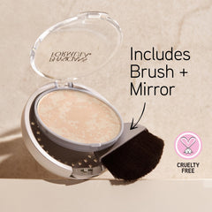 Air-cushion blender sponge used with Mineral Wear for precise, lightweight application.