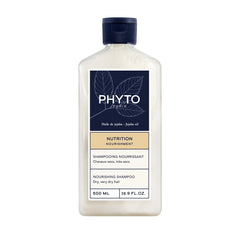 PHYTO Nourishment shampoo bottle featuring jojoba oil for nourished, hydrated hair.